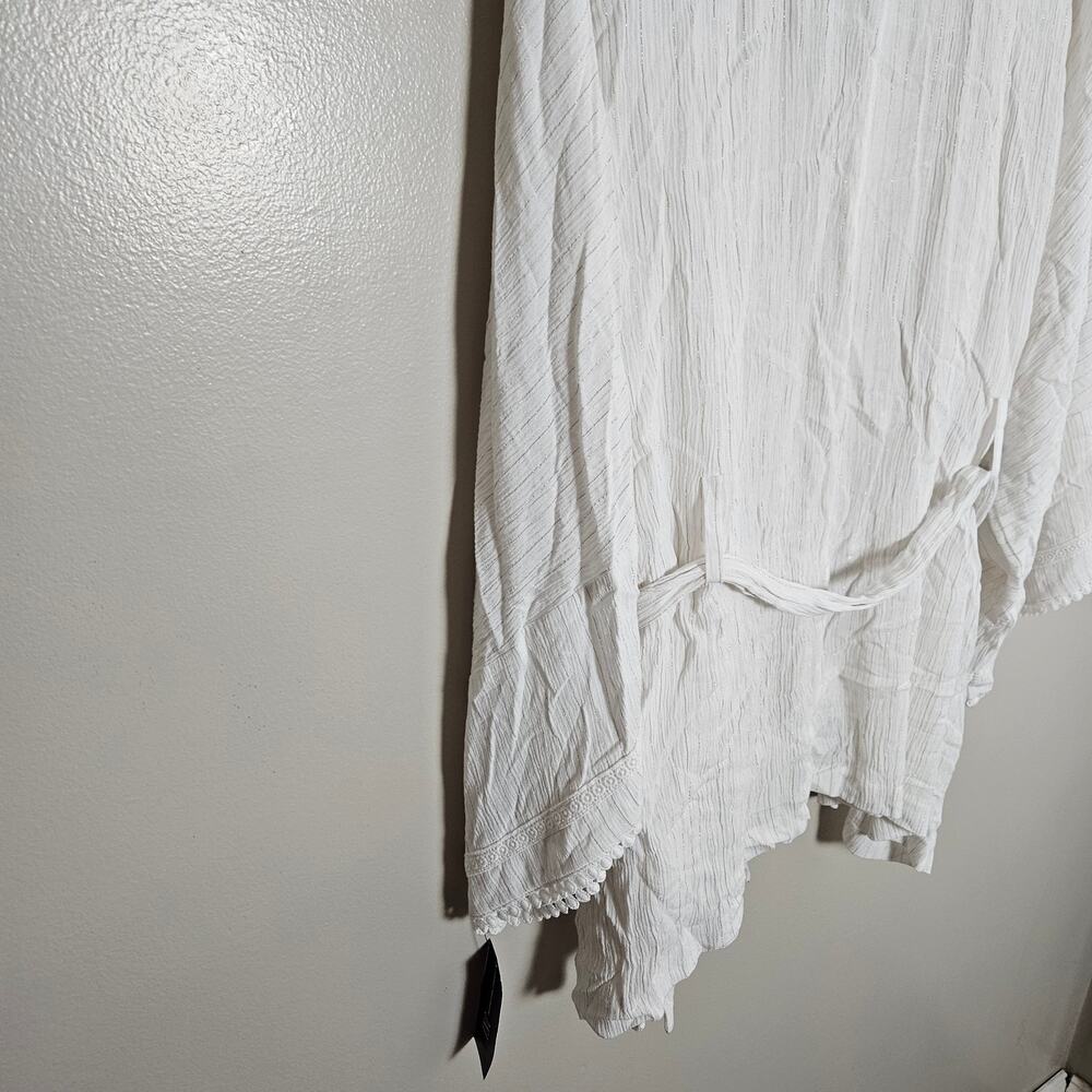 NWT INC Metallic Crinkle Gauze Tie Waist Top Sz Large - Picture 11 of 14
